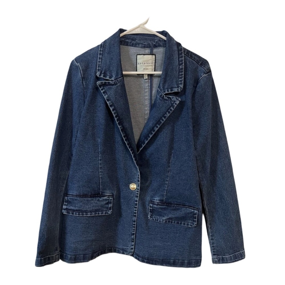 Bagatelle Collection One Button Denim Blazer NWT Size M